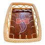 Imagem de Bandeja retangular rattan e ceramica floral pintada a mao