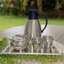 Imagem de Bandeja Retangular Travessa Classica Em Aço Inox 30cm Servir Cha Cafe - Class Home