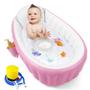 Imagem de Banheira inflável PandaEar Baby, banheira portátil para bebês de viagem, banheira infantil com bomba de ar, lavatório dobrável antiderrapante, mini piscina pneumática para recém-nascidos (rosa)