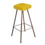 Imagem de Banqueta Alta Lira Eiffel Industrial Cozinha Bar Balcão Bistrô Ferro Bronze Suede Amarelo - Ahz Móveis