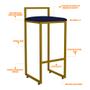 Imagem de Banqueta Alta Para Cozinha Sala De Jantar Hanna L02 Dourado Suede Azul Marinho - Lyam Decor