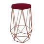 Imagem de Banqueta Aramado Hexagonal Base Bronze Suede Marsala