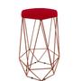 Imagem de Banqueta Aramado Hexagonal Base Bronze Suede Vermelho