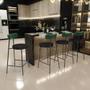 Imagem de Banqueta Baixa Bar Cozinha E Sala De Jantar Milão L02 material sintético Verde Musgo Linho Chumbo -LyamDecor