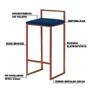 Imagem de Banqueta Decorativa Jasmine Base Bronze Veludo Azul G41 - Gran Belo