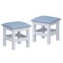 Imagem de Banqueta Para Criança 2 Unidades Branco Com Estofado Azul Viomi Shop Jm