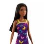 Imagem de Barbie Fashion Básica Negra Vestido Roxo Borboletas - Mattel