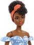 Imagem de Barbie Fashionistas 185, Cabelo Preto, Vestido Denim Decotado Desbotado, Bandana Laranja, Botas Brancas, Brinquedo 3-8 Anos