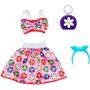 Imagem de Barbie Roupas e Acessórios Conjunto Top Saia Floral Tiara Bolsa GWC27 HJT21 - Mattel