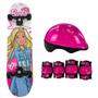 Imagem de Barbie Skate Menina Infantil Com Kit Acessório Proteção Rosa