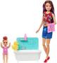 Imagem de Barbie Skipper Babysitters Inc. Playset com Banheira, Boneca Skipper de Babá e Boneca Pequena Criança com Botão para Mover Braços e Respingos, Além de Acessórios Temáticos, Presente para Crianças de 3 a 7 anos