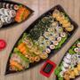 Imagem de Barca para Sushi Comida Japonesa Oriental Preto Uno Coza Plástico 27,5x13cm