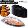 Imagem de Barca Super Big Boat com Tampa para Delivery Sushi Lanches Açaí Praticpack  - 1,5L  51x24,5x6,5cm - CX 40 Unidades