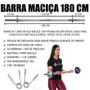 Imagem de Barra 180cm - Maciça Com Pegada Recartilhada E Presilhas