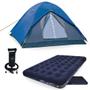 Imagem de Barraca Camping 2/3 Pessoas Fox 1800mm + Colchao Casal 300kg Star Ntk + Bomba de Inflar Manual Camping  Kit 