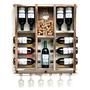Imagem de Barzinho de Parede Adega de Madeira para 11 garrafas com porta rolhas e taças cor Rustica