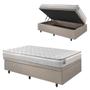 Imagem de Base Box Baú 88x188 Linho Bege com Colchão Hanover Inducol