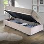 Imagem de Base Box Baú 88x188 Suede Bege com Colchão Airtech Ortobom Molas Ensacadas