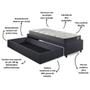 Imagem de Base Box Cama Solteirão Sapateira Linho Cinza e Colchão Adapto Ecoflex 96x203