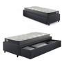 Imagem de Base Box Cama Solteirão Sapateira Linho Cinza e Colchão Adapto Ecoflex 96x203