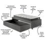 Imagem de Base Box Cama Solteirão Sapateira material sintético Linho Cinza e Colchão Adapto Ecoflex 96x203