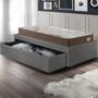 Imagem de Base Box Cama Solteirão Sapateira material sintético Linho Cinza e Colchão Relax Adorabile Ecoflex 96x203