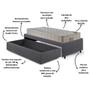 Imagem de Base Box Cama Solteirão Sapateira Suede Cinza e Colchão Airtech Ortobom 96x203