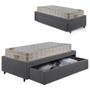 Imagem de Base Box Cama Solteirão Sapateira Suede Cinza e Colchão Airtech Ortobom 96x203