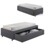 Imagem de Base Box Cama Solteirão Sapateira Suede Cinza e Colchão Hanover Inducol 96x203