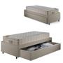 Imagem de Base Box Cama Solteiro Sapateira Linho Bege e Colchão Airtech Ortobom 88x188
