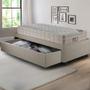 Imagem de Base Box Cama Solteiro Sapateira Linho Bege e Colchão Airtech Ortobom 88x188