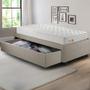 Imagem de Base Box Cama Solteiro Sapateira Linho Bege e Colchão Ecoline D33 Ecoflex 88x188