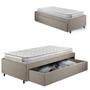 Imagem de Base Box Cama Solteiro Sapateira Linho Bege e Colchão Hanover Inducol 88x188