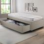 Imagem de Base Box Cama Solteiro Sapateira Linho Bege e Colchão Hanover Inducol 88x188