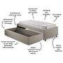 Imagem de Base Box Cama Solteiro Sapateira Linho Bege e Colchão Hanover Inducol 88x188