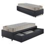 Imagem de Base Box Cama Solteiro Sapateira Linho Cinza e Colchão Airtech Ortobom 88x188