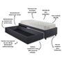 Imagem de Base Box Cama Solteiro Sapateira Linho Cinza e Colchão Ecoline D33 Ecoflex 88x188