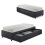 Imagem de Base Box Cama Solteiro Sapateira Linho Cinza e Colchão Ecoline D33 Ecoflex 88x188
