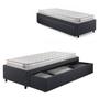 Imagem de Base Box Cama Solteiro Sapateira Linho Cinza e Colchão Hanover Inducol 88x188