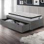 Imagem de Base Box Cama Solteiro Sapateira material sintético Linho Cinza e Colchão Cama inHouse Ecoflex 88x188