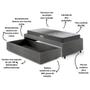 Imagem de Base Box Cama Solteiro Sapateira material sintético Linho Cinza e Colchão Dual Firm Ecoflex 88x188