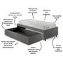 Imagem de Base Box Cama Solteiro Sapateira material sintético Linho Cinza e Colchão Ecoline D33 Ecoflex 88x188