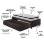 Imagem de Base Box Cama Solteiro Sapateira material sintético Linho Marrom e Colchão Cama inHouse Ecoflex 88x188