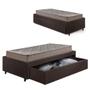 Imagem de Base Box Cama Solteiro Sapateira material sintético Linho Marrom e Colchão Supreme D33 Gazin 88x188