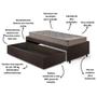 Imagem de Base Box Cama Solteiro Sapateira material sintético Linho Marrom e Colchão Supreme D33 Gazin 88x188