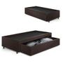Imagem de Base Box Cama Viúva com Gaveta Sapateira para colchão 120x203 cm material sintético Linho Marrom