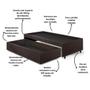Imagem de Base Box Cama Viúva com Gaveta Sapateira para colchão 120x203 cm material sintético Linho Marrom