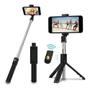 Imagem de Bastão de Selfie com Tripé Integrado e Controle Bluetooth 68cm Pau de Selfie Retrátil Bastão Extensor para Celular Suporte de Selfie