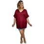 Imagem de Bata Blusa Indiana Lisa Manga Curta Bordada Plus Size 2060