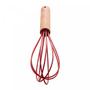 Imagem de Batedor de Silicone para Ovos com Cabo em Bambu Charmy Vermelho 24,5cm - Lyor